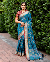Gorgeous Zari Patola Blue Color Silk Sarees